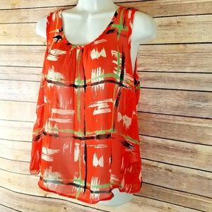 Open Back Tank Top M Sheer Chiffon Blouse Artsy